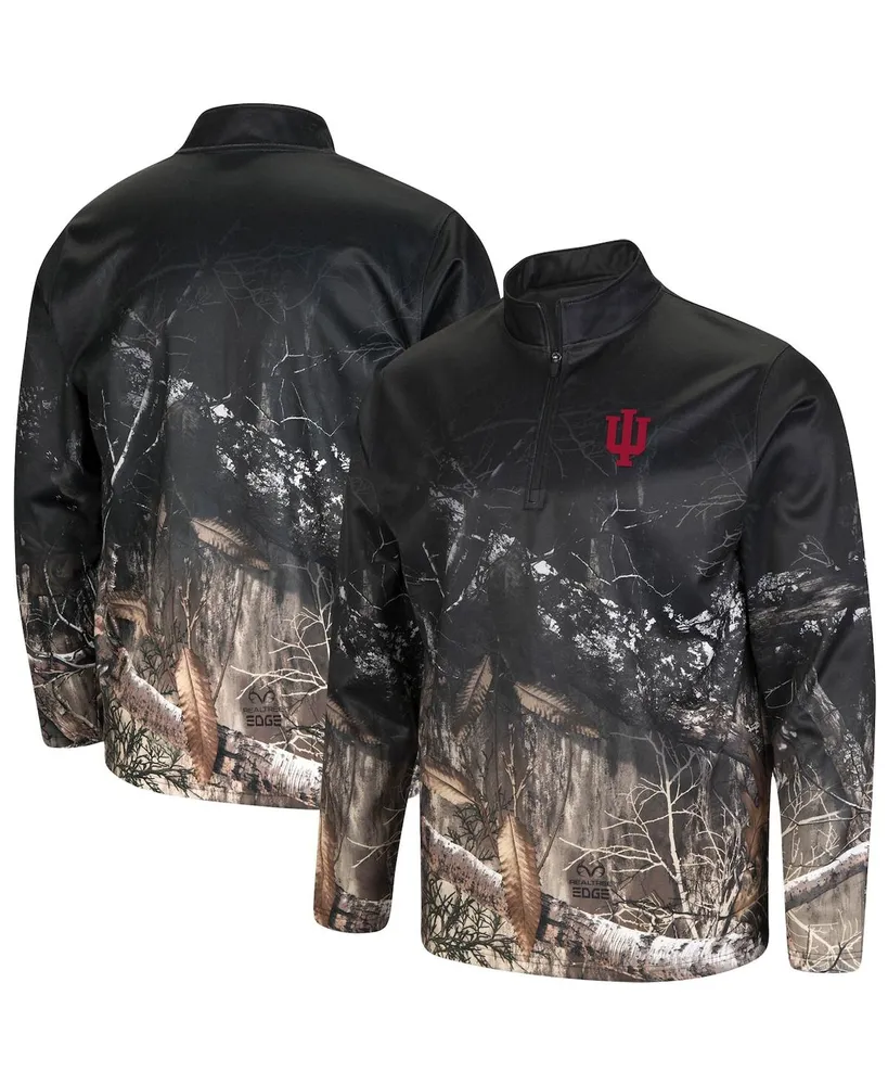 Men's Colosseum Black, Realtree Camo Indiana Hoosiers Creek Quarter-Zip Jacket