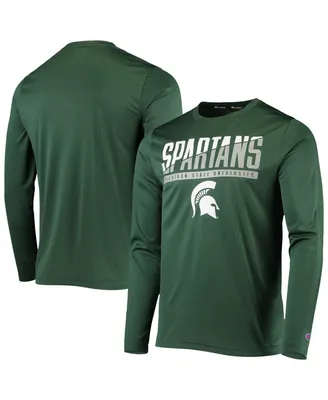 Men's Champion Green Michigan State Spartans Wordmark Slash Long Sleeve T-shirt