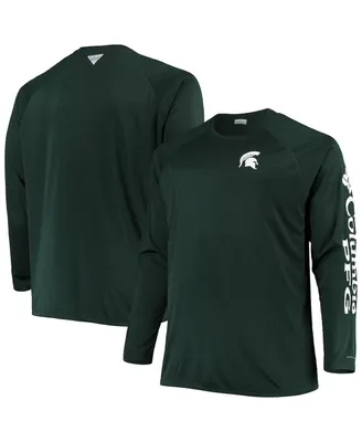 Men's Columbia Green Michigan State Spartans Big and Tall Terminal Tackle Omni-Shade Long Sleeve Raglan T-shirt