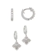 Adornia White Mother Of Pearl Huggie Set Earring