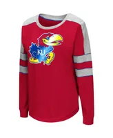 Women's Colosseum Red Kansas Jayhawks Trey Dolman Long Sleeve T-shirt