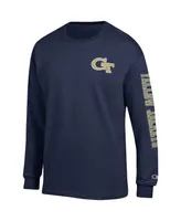 Men's Champion Navy Georgia Tech Yellow Jackets Team Stack Long Sleeve T-shirt