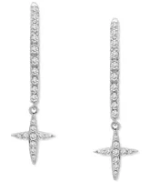 Diamond Cross Dangle Hoop Earrings (1/5 ct. t.w.) in 10k White Gold