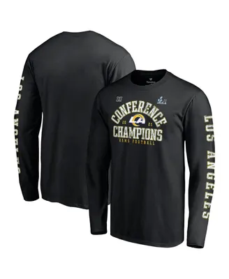 Men's Fanatics Black Los Angeles Rams 2021 Nfc Champions Vintage-Like Long Sleeve T-shirt