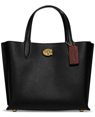 Coach Polished Pebble Leather Willow Tote 24 with Convertible Straps