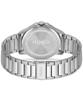 Hugo First Men's Silver-Tone Stainless Steel Bracelet Watch 43mm