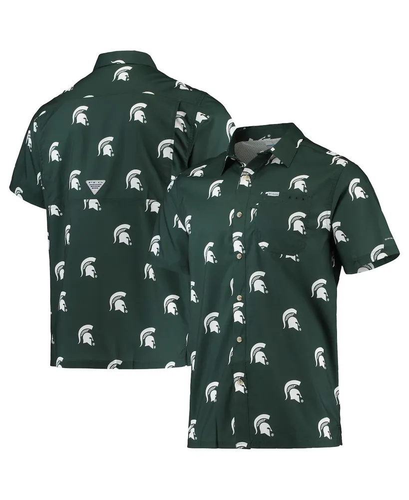 Columbia Men's Green Michigan State Spartans Super Slack Tide Omni-Shade  Button-Up Shirt