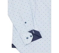 Men's Regular Fit Non-Iron Geo Print Performance Dress Shirt