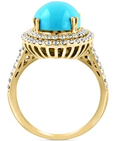 Effy Turquoise & Diamond (1 ct. t.w.) Oval Halo Ring in 14k Gold