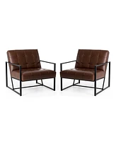 Glitzhome Modern Leatherette Accent Armchair with Frame, Set of 2, 29.25"