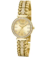 Guess Women's Crystal Beaded Gold-Tone Stainless Steel Bracelet Watch 30mm - Gold