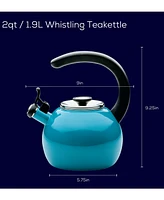 Circulon Enamel on Steel 2-Qt. Whistling Teakettle with Flip-Up Spout