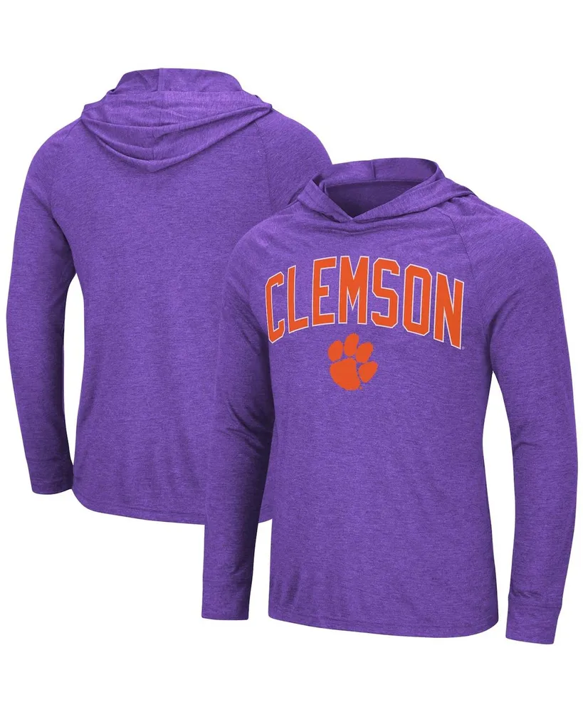 Men's Colosseum Heathered Purple Clemson Tigers Big and Tall Wingman Raglan Hoodie T-shirt