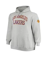 Men's Mitchell & Ness Shaquille O'Neal Heather Gray Los Angeles Lakers Big and Tall Name Number Pullover Hoodie