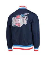 Men's Houston Rockets Navy Mitchell & Ness Hardwood Classics 75th Anniversary Authentic Warmup Full-Snap Jacket