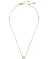 Kate Spade New York Gold-Tone Crystal Social Butterfly Pendant Necklace, 16" + 3" extender
