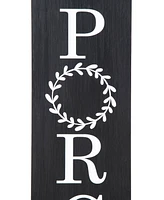 Glitzhome 30" Double Sided Solid Boxed 'Welcome to our Porch' Porch Sign