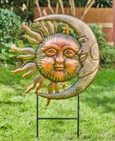 Glitzhome 36.25" Sun and Moon Yard Stake or Wall Decor