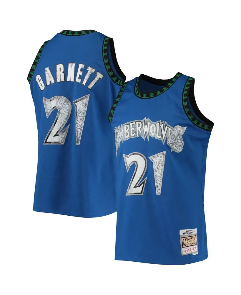 Men's Kevin Garnett Blue Minnesota Timberwolves 2003-04 Hardwood Classics 75th Anniversary Diamond Swingman Jersey