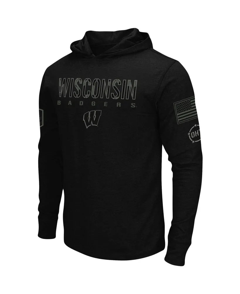 Men's Black Wisconsin Badgers Oht Military-Inspired Appreciation Hoodie Long Sleeve T-shirt