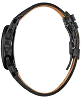 Bulova Men's Chronograph Curv Black Leather Strap Watch 44mm