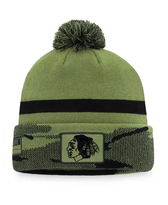 Men's Fanatics Camo Chicago Blackhawks Military-Inspired Appreciation Cuffed Knit Hat with Pom