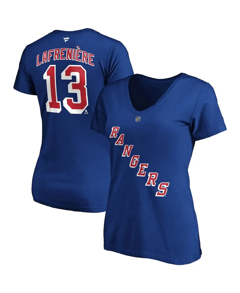 Women's Fanatics Alexis Lafreniere Blue New York Rangers Plus Name Number V-Neck T-shirt