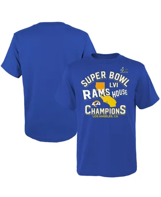 Preschool Girls and Boys Fanatics Royal Los Angeles Rams Super Bowl Lvi Champions Hard Count Hometown T-shirt