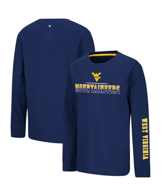 Big Boys Colosseum Navy West Virginia Mountaineers Two-Hit Long Sleeve T-shirt