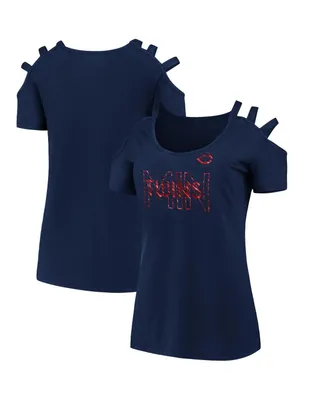 Women's Fanatics Navy Minnesota Twins Three Strap Open Shoulder T-shirt
