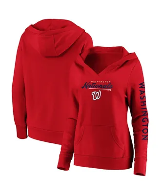 Women's Fanatics Red Washington Nationals Core High Class Crossover Pullover Hoodie