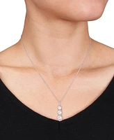 Cultured Freshwater Pearl (6 - 8-1/2mm) & Diamond (1/20 ct. t.w.) Graduated Pendant Necklace in Sterling Silver