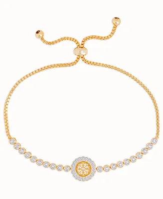 Diamond Accent Adjustable Bolo Bracelet in 14K Gold Plate