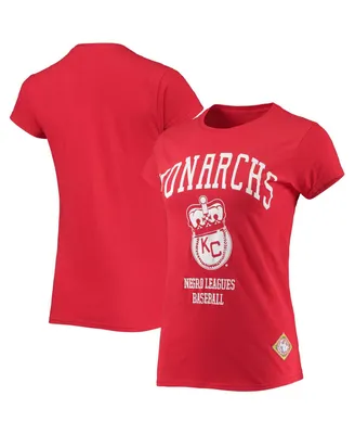 Women's Stitches Red Kansas City Monarchs Negro League Logo T-shirt