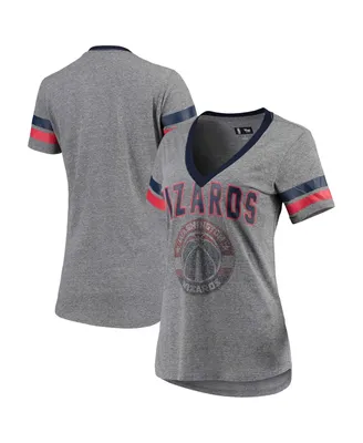 Women's G-iii 4Her by Carl Banks Gray and Red Washington Wizards Walk Off Crystal Applique Logo V-Neck T-shirt