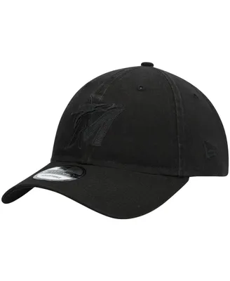 Men's New Era Miami Marlins Black On Black Core Classic 9Twenty Adjustable Hat