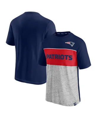 Men's Fanatics Navy, Heather Gray New England Patriots Colorblock T-shirt