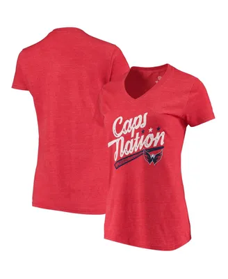 Women's Fanatics Red Washington Capitals Caps Nation Tri-Blend V-Neck T-shirt