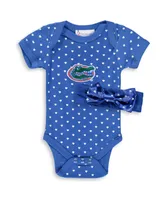 Girls Newborn and Infant Royal Florida Gators Hearts Bodysuit Headband Set