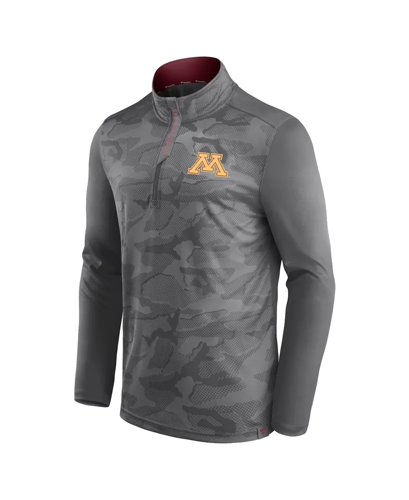 Men's Fanatics Gray Minnesota Golden Gophers Depth Chart Camo Jacquard Quarter-Zip Jacket