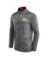 Men's Fanatics Gray Minnesota Golden Gophers Depth Chart Camo Jacquard Quarter-Zip Jacket