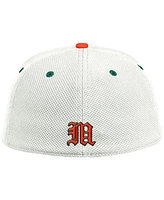 Men's adidas White, Orange Miami Hurricanes Maniac On-Field Baseball Fitted Hat