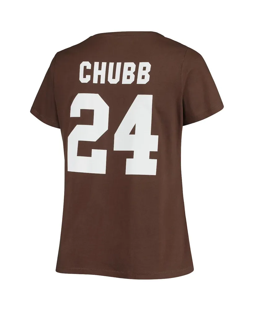 Women's Fanatics Nick Chubb Brown Cleveland Browns Plus Size Name Number V-Neck T-shirt