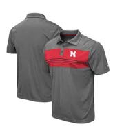 Men's Colosseum Heathered Charcoal Nebraska Huskers Smithers Polo