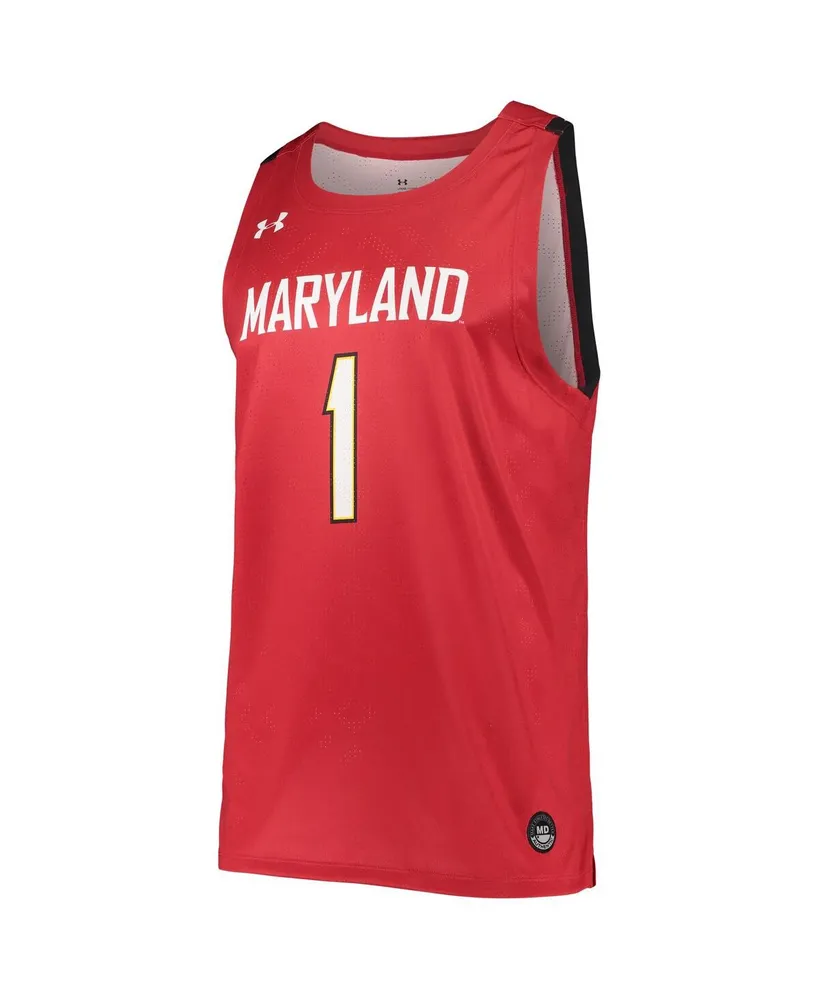 Men's Under Armour #1 Red Maryland Terrapins College Replica Basketball Jersey