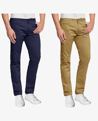 Galaxy By Harvic Men's 5-Pocket Ultra-Stretch Skinny Fit Chino Pants, Pack of 2