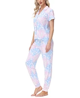 Ink Ivy Women's Knit Short Sleeve Notch Top with Jogger, Set of 2