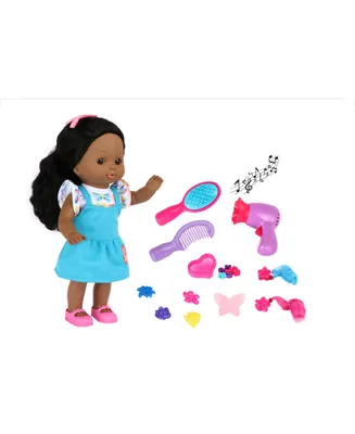 Dream Collection 12" Toy Baby Doll Hair Play Set African American in Gift Box, 12 Piece