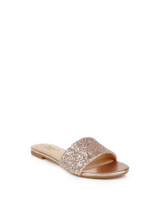 Jewel Badgley Mischka Women's Dillian Chunky Glitter Slide Evening Sandals