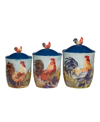 Certified International Rooster Meadow Canister Set, 3 Piece